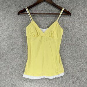Double Layer Cami Tank Top Med Yellow White Baby Doll One Step Up